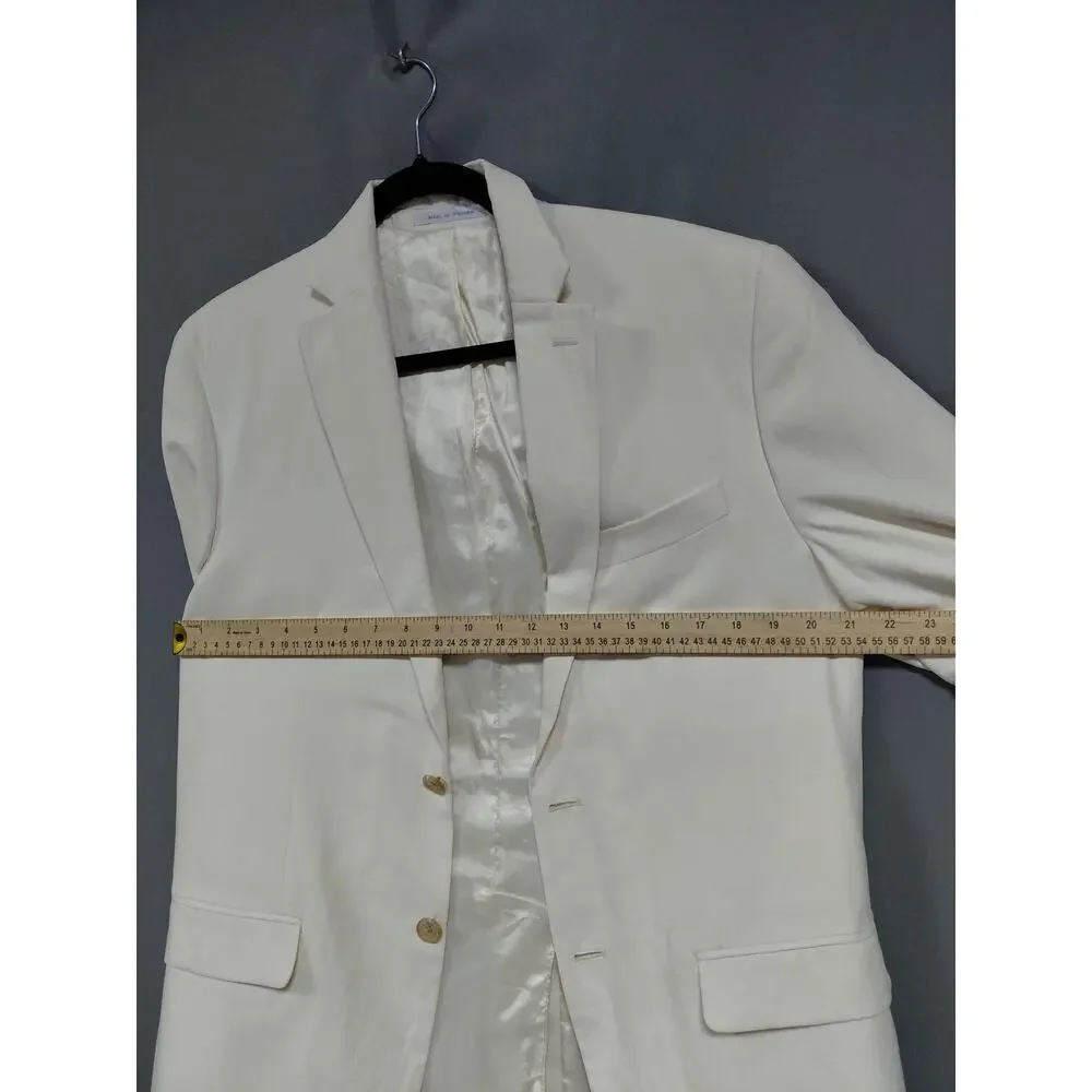 Lauren Ralph Lauren Cream Lined Collared Blazer Jacket Men Size 40R